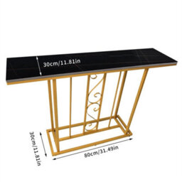 Black Gold Sintered Stone Metal Frametable Hallway Entrance Furniture - thumbnail 3