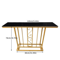 Black Gold Sintered Stone Metal Frametable Hallway Entrance Furniture - thumbnail 2