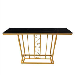 Black Gold Sintered Stone Metal Frametable Hallway Entrance Furniture - thumbnail 4