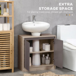 Homcom 60X60Cm Under-Sink Storage Cabinet W/ Adjustable Shelf 2 Doors Cabinet - thumbnail 6