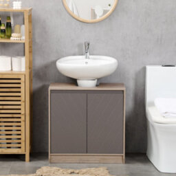 Homcom 60X60Cm Under-Sink Storage Cabinet W/ Adjustable Shelf 2 Doors Cabinet - thumbnail 7