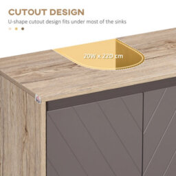 Homcom 60X60Cm Under-Sink Storage Cabinet W/ Adjustable Shelf 2 Doors Cabinet - thumbnail 4