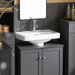 Sobuy Bzr18-Ii-Dg, Under Sink Cabinet Bathroom Vanity Unit, Suitable For Pedestal Sink, Grey,w60Xd30Xh60 - thumbnail 5