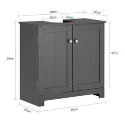 Sobuy Bzr18-Ii-Dg, Under Sink Cabinet Bathroom Vanity Unit, Suitable For Pedestal Sink, Grey,w60Xd30Xh60 - thumbnail 3