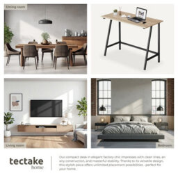 Tectake Desk Newton - Computer, Laptop, Writing Table 50 Cm - Industrial Wood Light, Oak Sonoma - thumbnail 5