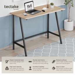 Tectake Desk Newton - Computer, Laptop, Writing Table 50 Cm - Industrial Wood Light, Oak Sonoma - thumbnail 2