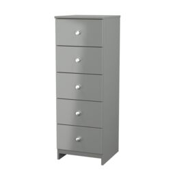 Yarmouth Ready Assembled Matt Grey No Effect 5 Drawer Bedside Chest (H)1067mm (W)370mm (D)390mm - thumbnail 2