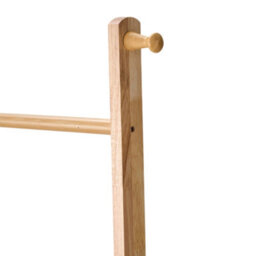 Living And Home Natural Wood Colour Rubberwood Freestanding Clothes Rack 5 Hooks Double Storage Shelves - thumbnail 7