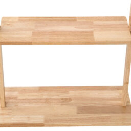 Living And Home Natural Wood Colour Rubberwood Freestanding Clothes Rack 5 Hooks Double Storage Shelves - thumbnail 6