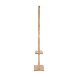 Living And Home Natural Wood Colour Rubberwood Freestanding Clothes Rack 5 Hooks Double Storage Shelves - thumbnail 3