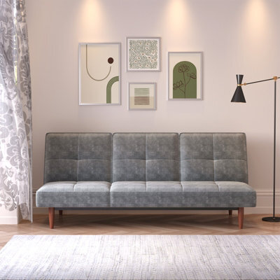 Darphe Faux Suede 3 Seater Upholstered Sofa Bed With Wood Legs - image 1