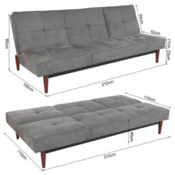 Darphe Faux Suede 3 Seater Upholstered Sofa Bed With Wood Legs - thumbnail 5