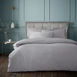 Bianca 180 Thread Count Egyptian Cotton Single Duvet Cover Set With Pillowcase Silver Grey