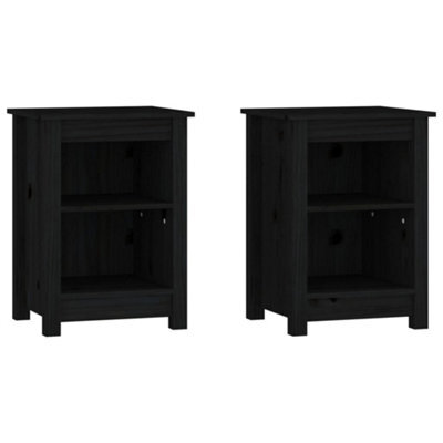 Vidaxl Bedside Cabinets 2 Pcs Black 40X35X55 Cm Solid Wood Pine Bedside Cabinets - image 1