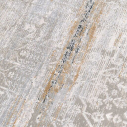 Loomed Grey Gold Metallic Floral Motif Distressed Living Area Rug 80X150Cm - thumbnail 3