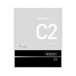 Nielsen C2 Polished White Aluminium Picture Frame 40X50Cm - With Float Glass And Push/turn Clips