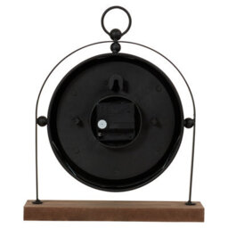 Biznest Metal Arc Frame Clock Analog Roman Numeral White Face Round Display Wood Base Quartz Movement Freestanding Mantle 31X26 Cm - thumbnail 5
