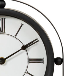 Biznest Metal Arc Frame Clock Analog Roman Numeral White Face Round Display Wood Base Quartz Movement Freestanding Mantle 31X26 Cm - thumbnail 3