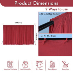 Neel Blue Red Velvet Backdrop Curtain Wrinkle-Free Polyester Fabric Background With Drapes, 3X6 Metres - thumbnail 2
