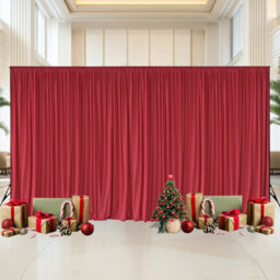 Neel Blue Red Velvet Backdrop Curtain Wrinkle-Free Polyester Fabric Background With Drapes, 3X6 Metres - thumbnail 7