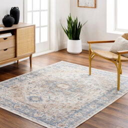Livabliss Lillian-Washable Blue Brown Traditional Vintage Boho Living Dining Rug 140 X 200 Cm Easy Care, Non Shedding - thumbnail 2