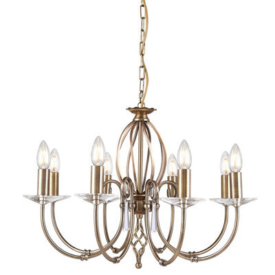 Luminosa Lighting Elstead Aegean 8 Light Chandelier Aged Brass Finish, E14 - image 1