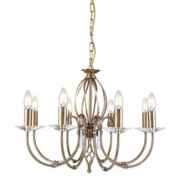 Luminosa Lighting Elstead Aegean 8 Light Chandelier Aged Brass Finish, E14 - thumbnail 1