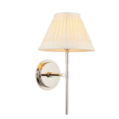 Luminosa Lighting Luminosa Rennes & Chatsworth Wall Lamp With Shade Bright Nickel Plate & Ivory Silk - image 1