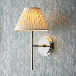 Luminosa Lighting Luminosa Rennes & Chatsworth Wall Lamp With Shade Bright Nickel Plate & Ivory Silk - thumbnail 2