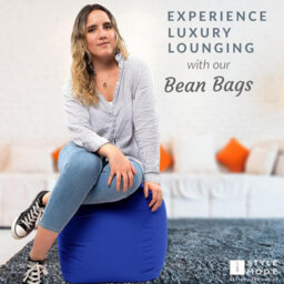 istyle mode Royal Blue Outdoor Bean Bag Footstool Pouffe Water-Resistant 40X40Cm - thumbnail 4