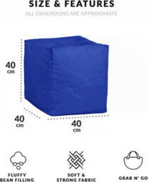 istyle mode Royal Blue Outdoor Bean Bag Footstool Pouffe Water-Resistant 40X40Cm - thumbnail 3