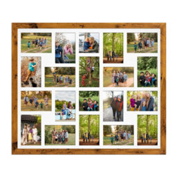 AK Frames 80X70Cm Rustic Oak Modern Multi Photo Frame With White Mount - Holds 20 Apertures (18X) 6X4, (2X) 4X4 Photos - thumbnail 1