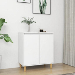 Berkfield Sideboard With Solid Wood Legs White 60X35X70 Cm Engineered Wood - thumbnail 1