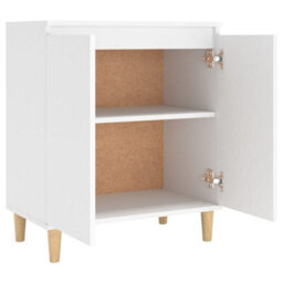 Berkfield Sideboard With Solid Wood Legs White 60X35X70 Cm Engineered Wood - thumbnail 7