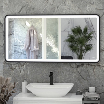 RAK Ceramics Rak Picture Soft 1200X600mm Matt Black Rectangular Illuminated Bathroom Mirror With Touch Sensor & Demister - image 1