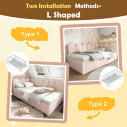 "Matteo ""velvet Upholstered Daybed With Pull-Out Bed, 3Ft Single, 90X190Cm, Pink, Metal Slatted Frame""" - thumbnail 4