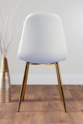 Furniturebox Uk Leonardo 4 Gold Dining Table And 4 White Corona Gold Leg Chairs - thumbnail 9