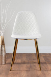 Furniturebox Uk Leonardo 4 Gold Dining Table And 4 White Corona Gold Leg Chairs - thumbnail 7