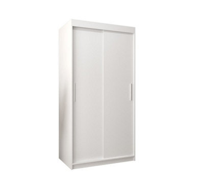 Arte Tokyo Contemporary 2 Sliding Door Wardrobe 5 Shelves 2 Rails White Matt (H)2000mm (W)1000mm (D)620mm - image 1