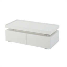 Abrihome High-Gloss Coffee Table With 2 Drawers, Led Lights, Modern Centre Table, Tea Table For Living Room, Office, 95X45X35Cm, White - thumbnail 7