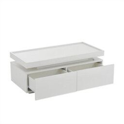 Abrihome High-Gloss Coffee Table With 2 Drawers, Led Lights, Modern Centre Table, Tea Table For Living Room, Office, 95X45X35Cm, White - thumbnail 8