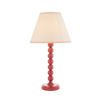Luminosa Lighting Luminosa Higgledy Gloss Pink Clay Paint Table Lamp With Vintage White Fabric Ivy Shade 25Cm E14 - image 1