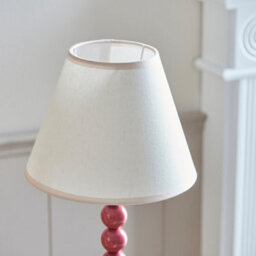 Luminosa Lighting Luminosa Higgledy Gloss Pink Clay Paint Table Lamp With Vintage White Fabric Ivy Shade 25Cm E14 - thumbnail 4