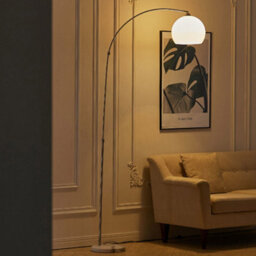 Darphe White Modern Arched Floor Lamp 60W,marble Base,height Adjustable 140 To 220Cm - thumbnail 1