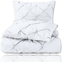 TheWhiteWater Limited Pintuck Duvet Cover Set + Matching Pillowcases With Bedsheet - 3In1 Hotel Style Bedding Set - White - thumbnail 7
