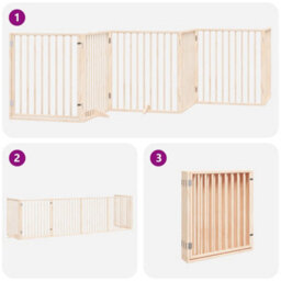 Walplus Wood Dog Gate With Door Foldable 6 Panels 480 Cm Poplar Wood - thumbnail 5