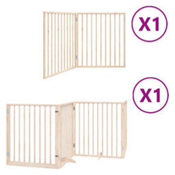 Walplus Wood Dog Gate With Door Foldable 6 Panels 480 Cm Poplar Wood - thumbnail 2