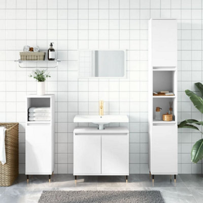 Berkfield 3 Piece Bathroom Cabinet Set White Engineered Wood - image 1