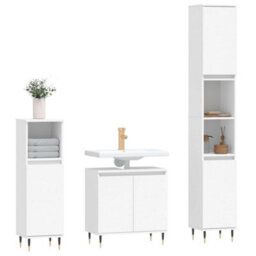 Berkfield 3 Piece Bathroom Cabinet Set White Engineered Wood - thumbnail 3