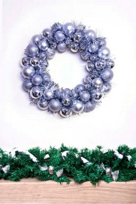 Christmas Tree World 33Cm Silver Shatterproof Bauble Wreath - image 1